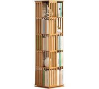 Estantería giratoria para libros, estantería giratoria de madera de 360°, estantería de pie estrecha, organizador giratorio para espacios pequeños, sala de estar, sala de estudio, oficina