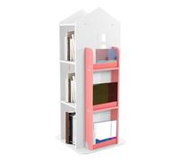 Estantería giratoria para niños, forma de casa, 4 niveles, giratoria 360° | Rotating Bookshelf Bookcase Juguetes Estantería Archivador Estantería 220,46 lbs Capacidad de Carga Habitación Infantil o