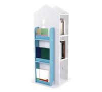 Estantería giratoria para niños, forma de casa, 4 niveles, giratoria 360° | Rotating Bookshelf Bookcase Juguetes Estantería Archivador Estantería 220,46 lbs Capacidad de Carga Habitación Infantil o