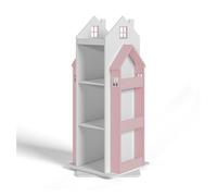 Estantería giratoria para niños vipsali en forma de casa 108x40x40 cm - rosa/blanco [en.casa]
