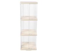 Estantería giratoria transparente con pantalla 360, estantería de almacenamiento para el suelo, estantería de esquina para ahorrar espacio con gran capacidad, organizador de (Cuadrado 3 niveles)