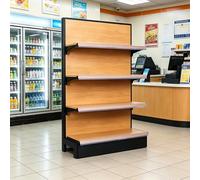 Estantería Góndola, estantes comerciales de acero resistente acabado madera | Modular altura regulable, ideal para supermercados y tiendas de alimentación(123*40*165cm/48.4*15.7*65in)