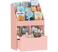 Estantería HOMCOM multiusos con 3 estantes, 2 nichos y cajón grande para bebidas, color rosa Rosa