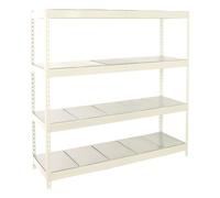 Estantería Industrial, 2000x1500x450 mm, 400 kg de Punto Flexión, 4 Estantes Metálicos, Estantería Garaje, Blanco/Galva - Ecoforte