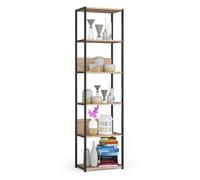 Estantería industrial 50 cm akord metálica negro con 6 estantes en roble sonoma 50x32x192 cm