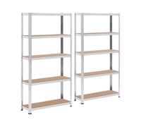 Estantería industrial - 90 x 30 x 180 cm - 5 x 175 kg - Gris - 2 uds. | MSW