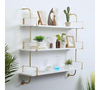 Estantería Industrial Dorada montada en la Pared, estantes flotantes de Metal rústico, estantes para Libros de Madera Real, Estante de Pared, estantes para Colgar en la Pared, estantería de Barra