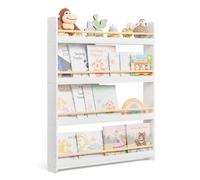 SONGMICS Libreria Infantil, Estante con 4 Niveles, para Juguetes | Estantería de Pared, para Habitación de Niños, Cuarto de Juegos, Blanco y Amarillo, Colección TEZA GKR014W01