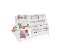 SONGMICS Estantería Infantil, Estantería para Niños, para Juguetes, Organizador de Libros, con Bolsillo Lateral, 75 cm de Altura, para Habitación Infantil, Cuarto de Juegos, Blanco GKR024W01