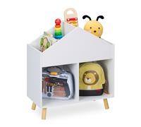 Estantería Infantil Relaxdays, 64,5 x 60 x 30 cm, 6 Compartimentos, Forma de casa, Blanco/Natural