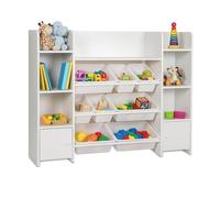 Estantería Infantil Grande Relaxdays, 8 Cajas, 14 Compartimentos, 94 x 139 x 30 cm, para Juguetes y Orden, Blanca.