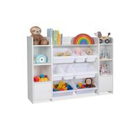 Estantería Infantil Grande Relaxdays, 8 Cajas, 94 x 139 x 30 cm, estantería para Juguetes, Blanco