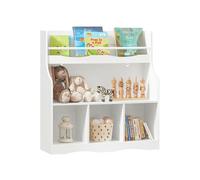 SoBuy KMB57-W Estantería Infantil para Libros Organizador de Juguetes Multifuncional con 3 compartimientos y 1 Estante 90 x 30 x 95 cm ES
