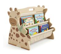 Estantería infantil para libros, portátil para niños, madera y tela