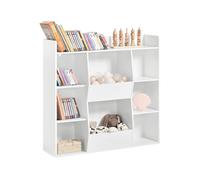 SoBuy Librería Infantil Estantería Montessori con 6 Estantes y 2 Compartimientos Organizador Juguetes Almacenaje para Libros Muebles habitación Blanco 106x30x104 cm KMB55-W