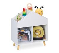 Estantería Infantil Relaxdays, 64,5 x 60 x 30 cm, 6 Compartimentos, Forma de casa, Blanco/Natural