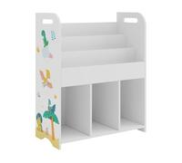 [en.casa] Estantería Infantil Røyrvik con 6 Compartimentos Abiertos Organizador Juguetes Estantería de Pie para Niños Dormitorio Guardería Aglomerado 75x62x29cm - Blanco con Motivo de Dinosaurio