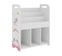 [en.casa] Estantería Infantil Røyrvik con 6 Compartimentos Abiertos Organizador Juguetes Estantería de Pie para Niños Dormitorio Guardería Aglomerado 75x62x29cm - Blanco con Motivo de Unicornio