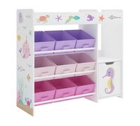 [en.casa] Estantería Infantil Søndreland Librería con Motivos Infantiles con Cajas Plegables y Compartimentos Dormitorio para Niños Habitación Infantil 80 x 90 x 30 cm Aglomerado - Motivo de Océano