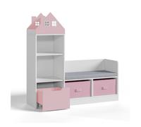 Estantería infantil vipsali en forma de casa 100x99x30 cm - rosa/blanco [en.casa]