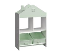 Estantería infantil vipsali forma de casa con 2 cajas 90x60x27cm - verde/blanco [en.casa] 26.5 cm