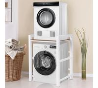 Estantería lavadoro Secadora Mueble Para Lavadora Altura Ajustable Metal Soporte Separador Exterior, Carga 350kg, 75x65x105 cm para Baño Cocina Lavandería Balcón, Blanco/Negro