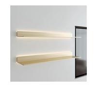 Estantería LED de aleación de aluminio, divisor en forma de L, estante de pared iluminado, decoración moderna de salón, partición emisora de luz, acabado dorado, 80 x 23 x 7,5 cm