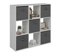 Estantería librería 9 cubos abril, 5 cajones tela, salón, oficina 89x89x28 cm