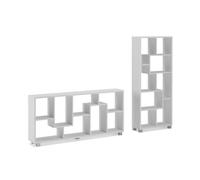 Estantería librería de diseño comedor salón, color blanco mate, medidas: 68,5 x 161 x 25 cm de fondo