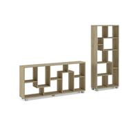 Estantería librería de diseño comedor salón, color roble mate, medidas: 68,5 x 161 x 25 cm de fondo