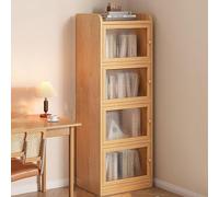 Estanteria Libreria de Madera Maciza con Puertas de Vidrio, Estanteria Libros, Estantería de Libros Independiente, Organizador de Exhibición, Gabinete de Despensa de Cocina, Gabinete de Curiosidades(3