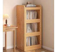 Estanteria Libreria de Madera Maciza con Puertas de Vidrio, Estanteria Libros, Estantería de Libros Independiente, Organizador de Exhibición, Gabinete de Despensa de Cocina, Gabinete de Curiosidades(3