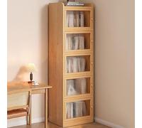 Estanteria Libreria de Madera Maciza con Puertas de Vidrio, Estanteria Libros, Estantería de Libros Independiente, Organizador de Exhibición, Gabinete de Despensa de Cocina, Gabinete de Curiosidades(3