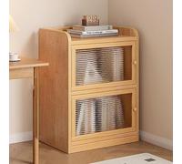 Estanteria Libreria de Madera Maciza con Puertas de Vidrio, Estanteria Libros, Estantería de Libros Independiente, Organizador de Exhibición, Gabinete de Despensa de Cocina, Gabinete de Curiosidades(4