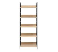 Estantería librería de salón comedor rubi con 5 estantes roble cambrian y negro 60x160x28 cm