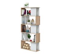 Estantería, librería gerp 6 niveles, para salón, estudio blanco artik y roble canadian