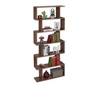 Relaxdays Estantería Alta, 6 Baldas, Librería de Salón, 190,5 x 80 x 23 cm, Diseño Moderno, Oficina o Despacho, Marrón