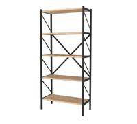 Estantería librería rus 5 estantes roble safir y negro 160x66x34 cm 160 cm