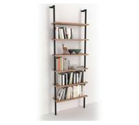Estantería librería rus de pared roble safir y negro 60x183x20 cm 60 cm