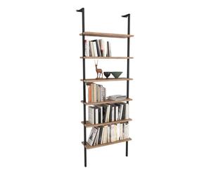 Estantería librería rus de pared roble safir y negro 60x183x20 cm