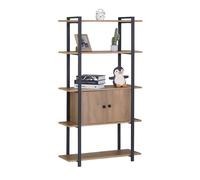 Estantería librería salón past con 4 estantes y 2 puertas en roble cambrian y negro 80x150x34 cm