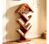 Estanteria Libros de Forma de árbol de 6/8 Niveles con Iluminación Ambiental Activada por Voz, Libreria in Legno Aperta para Espacios Pequeños, Estantería de Almacenamiento y Exhibición