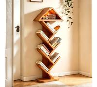 Estanteria Libros de Forma de árbol de 6/8 Niveles con Iluminación Ambiental Activada por Voz, Libreria in Legno Aperta para Espacios Pequeños, Estantería de Almacenamiento y Exhibición