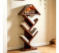 Estanteria Libros de Forma de árbol de 6/8 Niveles con Iluminación Ambiental Activada por Voz, Libreria in Legno Aperta para Espacios Pequeños, Estantería de Almacenamiento y Exhibición