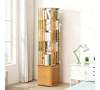 Estanteria Libros Giratoria de 360° con Sujetalibros Extraíbles, Estantería Esquinera de Pie con Armario de Almacenamiento Transpirable, Estanterias Almacenaje for Sala de Estar