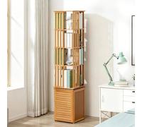 Estanteria Libros Giratoria de 360° con Sujetalibros Extraíbles, Estantería Esquinera de Pie con Armario de Almacenamiento Transpirable, Estanterias Almacenaje for Sala de Estar
