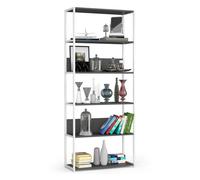 Estantería loft 80 cm akord metálica blanca con 6 estantes en gris 80x32x191 cm