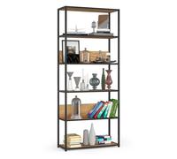 Estantería loft akord metálica negra 80 cm frente en color roble craft 6 estantes 80x32x192 cm