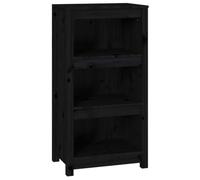 Estantería Madera Maciza de Pino Negra 50x35x97 cm | Estantes amplios, fijación a pared, manual montaje, uso versátil, aspecto rústico