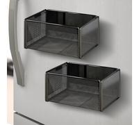 Estantería magnética, 2 unidades, para frigorífico, magnético, con soporte para rollos de cocina, estante magnético como organizador para cocina y tarros de especias, color negro